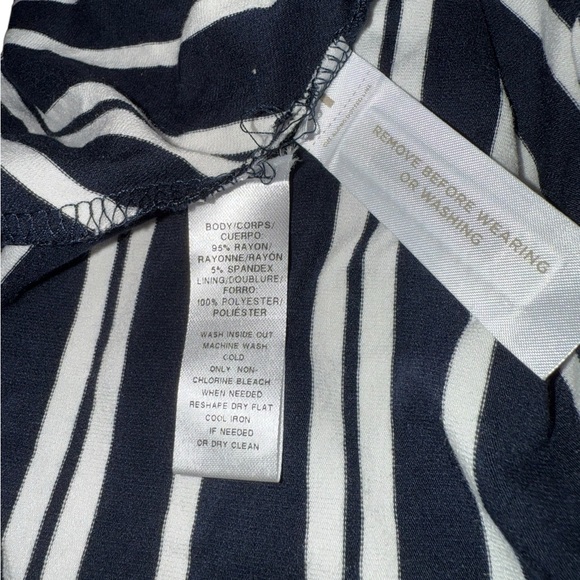 LOFT Navy Blue and White Backless Striped Midi Dress Size Large - Picture 8 of 8